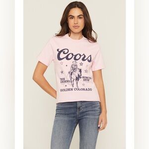 COORS WOMEN'S RHINESTONE STARS COWBOY SHORT SLEEVE OVERSIZED GRAPHIC TEE